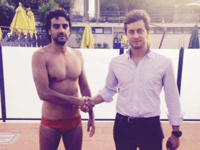 Roberto Africano con il presidente giallorosso Nicolò Cristofaro