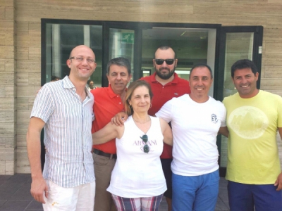 Gli arbitri della Final Four con il Giudice Arbitro Dario Barone: Massimo Calabrò, Cristina Taccini, Marco Ercoli, Giovanni Lo Dico e Gianluca Centineo