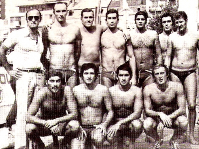 Mattia con il Settebello ai mondiali di Belgrado 1973