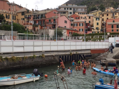 Il lancio di palloni nella piscina 